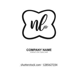 N L Initial Handwriting Logo Template Vector
