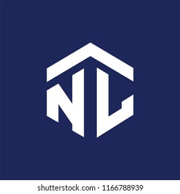 N L Initial Letter Hexagonal Logo Vector
