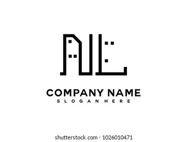 N L initial logo template vector