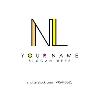 N & L initial minimalist logo template vector