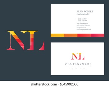N and L joint logo multi color letters with business card template