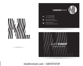 N & L joint logo waves letter design with business card template