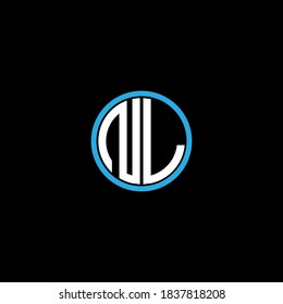 N L diseño de plantilla de logotipo de letra sobre fondo de color negro, nl monograma