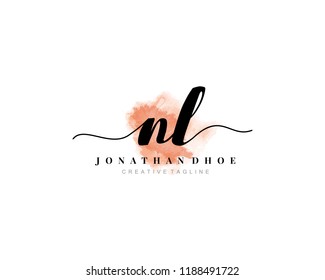 N L NL Initial watercolor logo on white background. Logo template vector