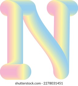 N latter with gradient color style font