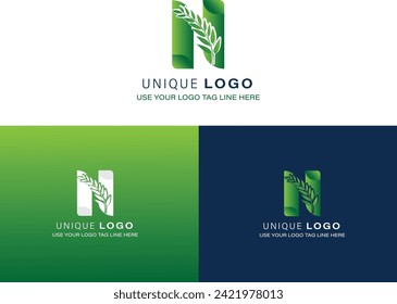 N latter logo along with leaf like natural logo.