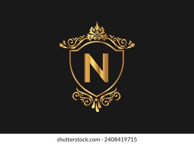 N latter logo design with nature beauty Premium Vector