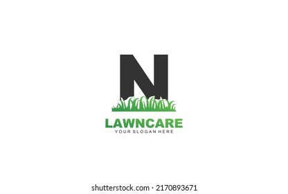 N lawn care logo design inspiration. Vector letter template design for brand.