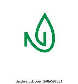 N leaf line diseño de logotipo minimalista natural