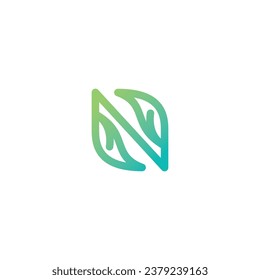 N Leaf Logo Design. N Eco Logo