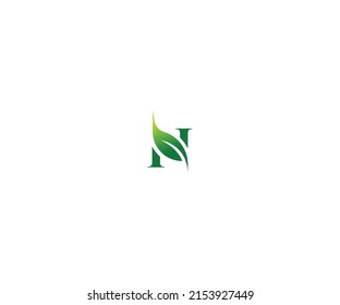 N leaf Logo Design vector Template