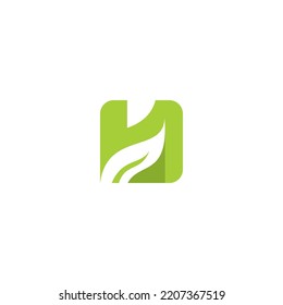 N Leaf Logo Simple Design, Nature Logo