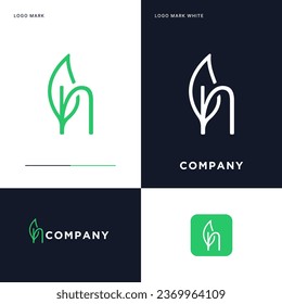 N Leaf Logo Vector Icon Illustration Design