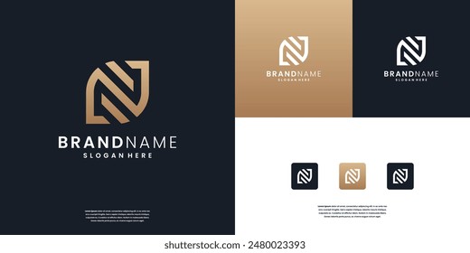 N leaf monogram letter logo design.