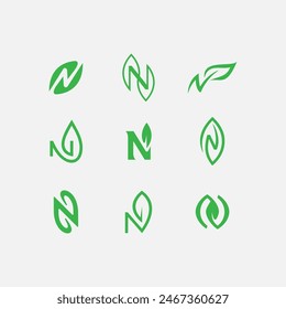 Logotipo minimalista de N leaf nature