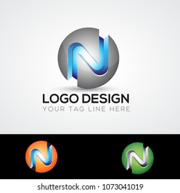N Letter 3D Logo Design Template Vector EPS