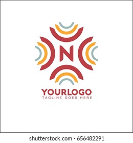 N letter abstract logo design template. Line vector symbol. Premium elegant sign mark icon