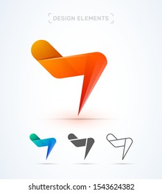 N letter. Abstract, material design, flat style logo template. Application icon