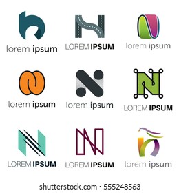 N Letter Abstract Vector Logo Design Template. Creative Typographic Concept Icon Set