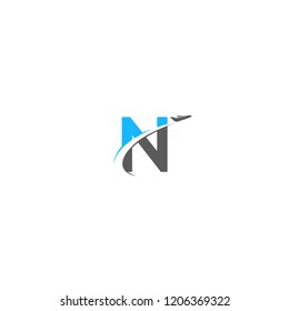 N Letter With Aeroplane Vector Logo Design