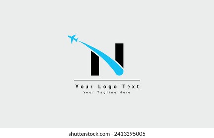 N carta de viaje aéreo y logotipo turístico, letras combinadas a y aviones en el exclusivo diseño de vectores de la Compañía de Aviones Aéreos. letra n Icono de viaje de avión con logotipo de aerolínea. Aeronáutica Mundial