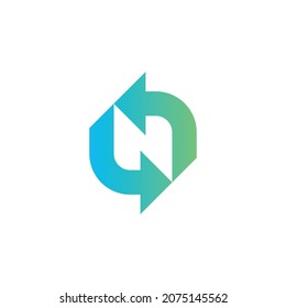 N Letter Alphabet Arrow Rotate Sync Recycle Vector Abstract Illustration Logo Icon Design Template Element