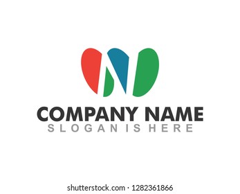 N Letter Alphabet Initial Abstract Business Identity Symbol