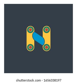 N letter alphabet rounded design abstract logo