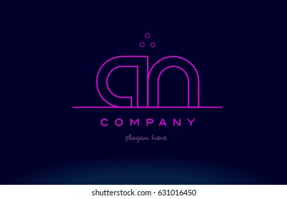 an a n letter alphabet text pink purple dots contour line creative company logo vector icon design template