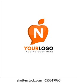 N letter apple logo design. Social talk vector illustration.