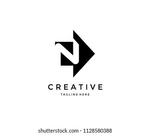 N Letter Arrow Logo Design