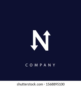 N Letter With Arrow Logo Design