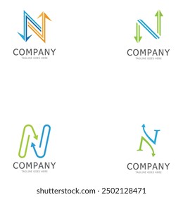 N letter arrow template vector illustration design