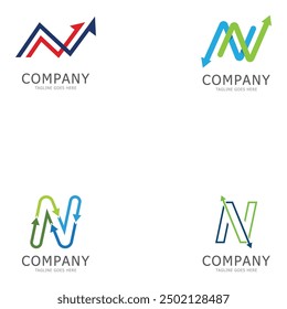 N letter arrow template vector illustration design