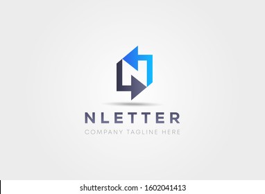N letter with arrows. Vector design template elements for your application or corporate identity.
