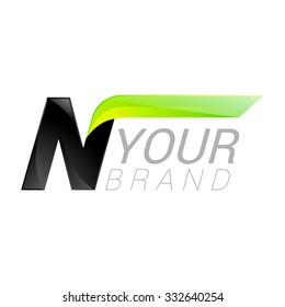 N letter black and green logo design Fast speed template elements