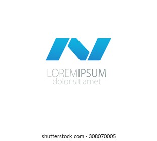 N letter blue colors  logo  - Vector Illustration, easy editable for your design. Letter n blue logo on white background
