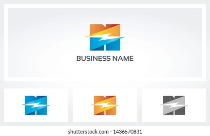N Letter Bolt Thunder Lightning Logo