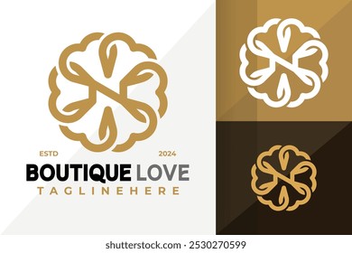 N Letter Boutique Heart Logo Icon Diseño de Vector. Ilustración creativa de diseños de logotipos simples