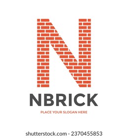 N Letter brick vector logo template. This design use alphabet and initial. Suitable for contractor and business.