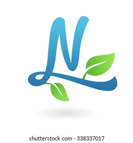 n letter business logo design template abstract calligraphic text vector elements for corporate identity emblem label or icon of eco friendly company nature ranch life abstraction natural earth ecosys