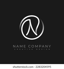 N Letter. Calligraphy minimal monogram. Template design logo. Hand drawn is an cursive initial letter and round frame. Emblem vector