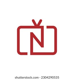 N letter channel television vector logo design