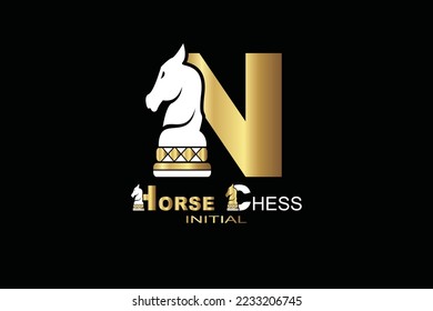N Letter chess horse logo template for your branding.