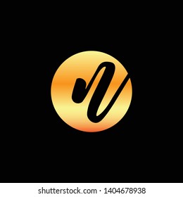 N Letter in Circle Gold Logo Vector