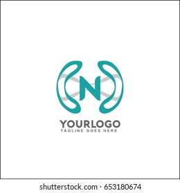 N letter in a circle logo. Vector design template elements for your application or corporate identity.