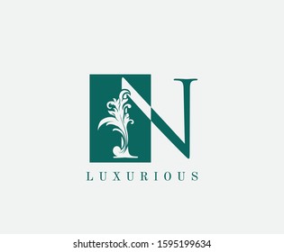 N Letter Classic Vintage Logo. Luxury N Swirl Logo Icon