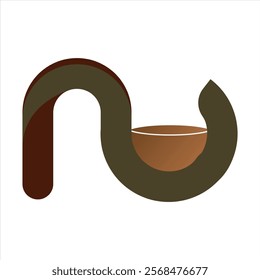 N letter coffe cup logo pattern