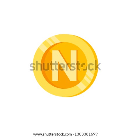 N, letter, coin color icon. Element of color finance signs. Premium quality graphic design icon. Signs and symbols collection icon for websites, web design Foto stock © 
