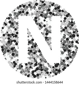 N letter color distributed circles dots illustration